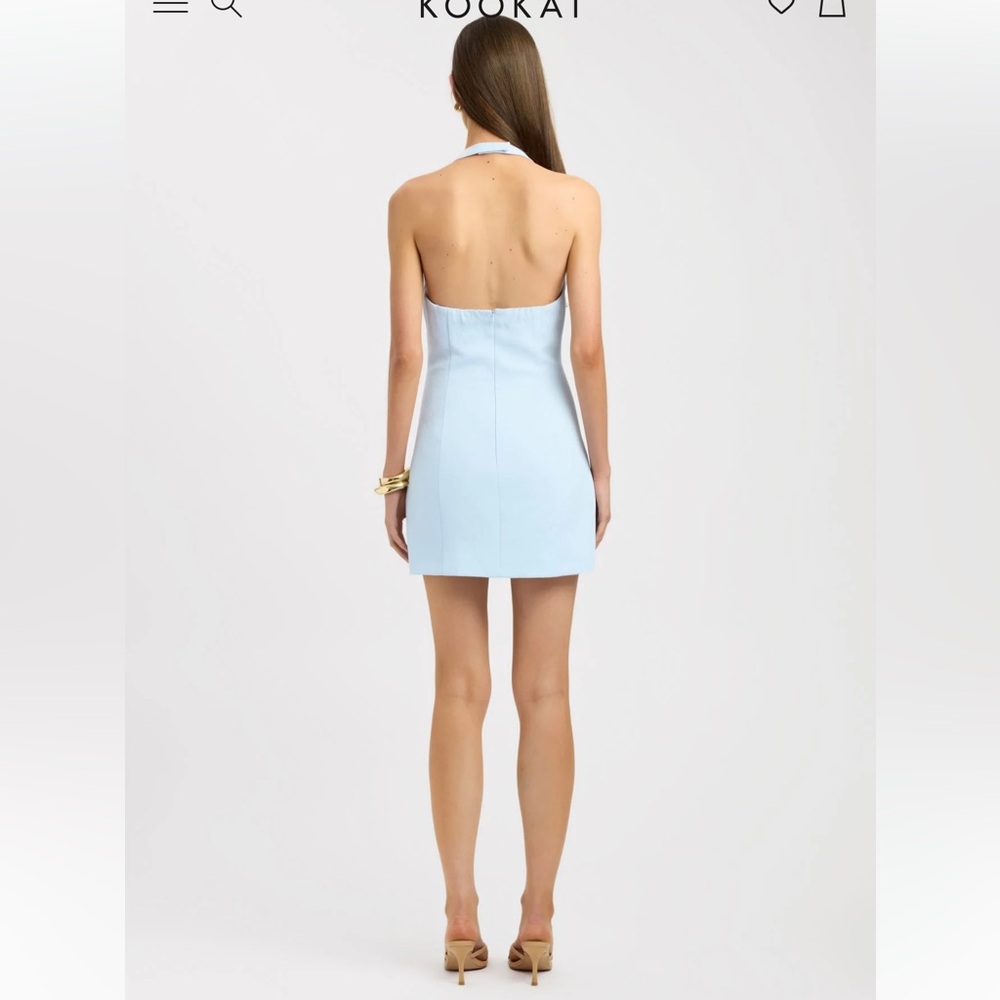 Kookai Ice Water Blue Oyster Low Cut Mini Dress - Picture 3 of 3
